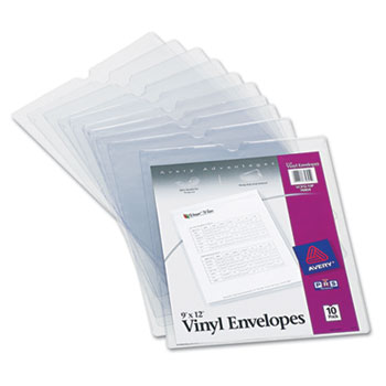10 / Pack 4" x 6" Sheet Size Avery; Vinyl Envelopes Clear Vinyl