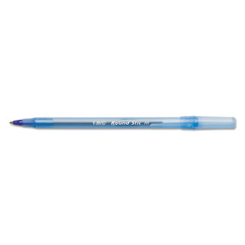 BIC Round Stic Xtra Life Stick Ballpoint Pen 1mm Blue Ink Translucent Dozen 