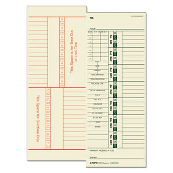 Amano Lathem Weekly or Bi-Weekly Time Cards for Acroprint Simplex  250 Ct. 