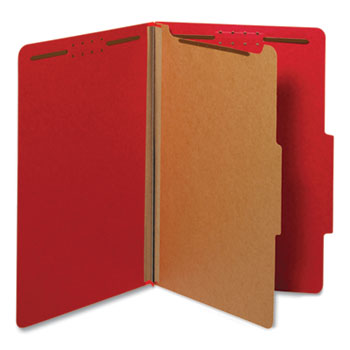 Top Tab 2 Divider 6 Fasteners TAB Pressboard Classification Folder Letter Size Executive Red 25//Box