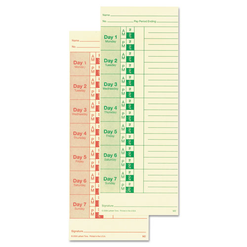 100/pack Numbered 1-100 Lathem Time 2-Sided Time Cards for 7000E Time Recorder 