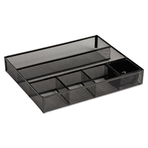 Mesh Pencil Cup Organizer 9 1/3x4 1/2x4 Steel 1 Four Compartments Black 
