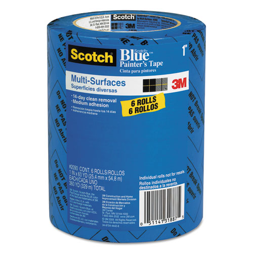 6pk 1" x 60 Yards - 360 Yards 6 Pack Professional Grade 1" Blue Painters Tape 