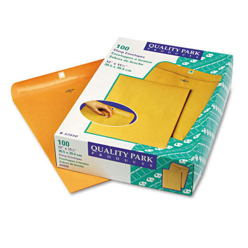100/Box 28lb Quality Park 37897 Clasp Envelope Brown Kraft 10 x 13 