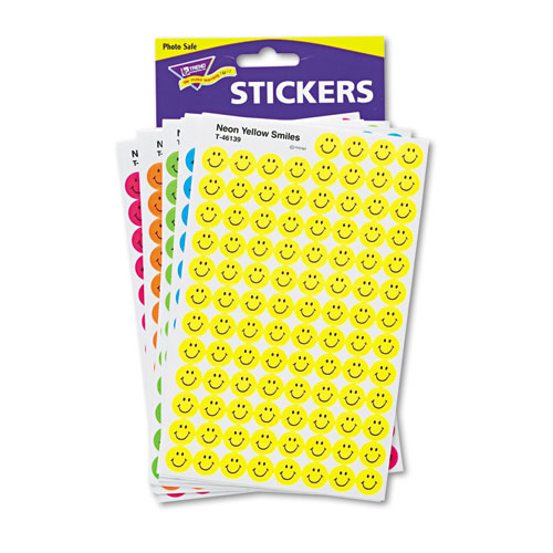 2500 Smilies Neon Green, Trend Superspots Neon Smiles Stickers Variety Pack 