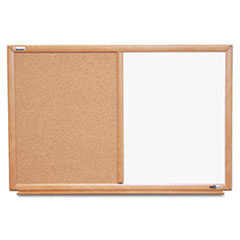 SKILCRAFT Combination Board, 36 x 24, Tan/White Surface, Oak Wood Frame