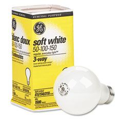 GE BULB LIGHT 50-100-150W INCANDESCENT SOFT WHITE 3-WAY A21 LIGHT BULB, 50-100-150 W