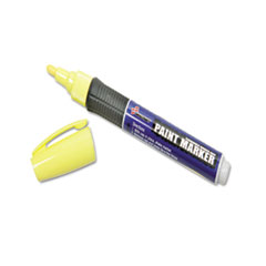 SKILCRAFT Paint Marker, Ergonomic Rubber Grip, Medium Bullet Tip, Yellow, 6/Pack