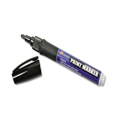 SKILCRAFT Paint Marker, Ergonomic Rubber Grip, Medium Bullet Tip, Black, 6/Pack