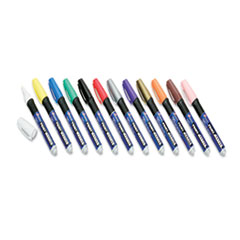 SKILCRAFT Paint Marker, Ergonomic Rubber Grip, Medium Bullet Tip, Assorted Colors, 12/Set