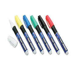 SKILCRAFT Paint Marker, Ergonomic Rubber Grip, Medium Bullet Tip, Assorted Colors, 6/Set