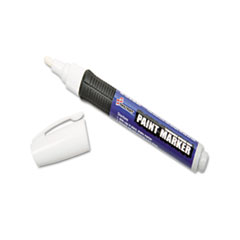SKILCRAFT Paint Marker, Ergonomic Rubber Grip, Medium Bullet Tip, White, 6/Pack