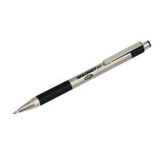 SKILCRAFT Zebra Stainless-Steel Gel Pen, Retractable, Medium 0.7 mm, Black Ink, Silver/Black Barrel, 2/Pack