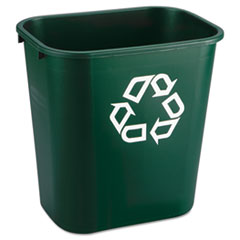 Rubbermaid® Commercial RECEPTACLE SML RCY GN Deskside Paper Recycling Container, Rectangular, Plastic, 7 Gal, Green
