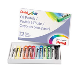 Pentel® CRAYON OIL PST 12-ST AST Oil Pastel Set With Carrying Case,12-Color Set, Assorted, 12-set