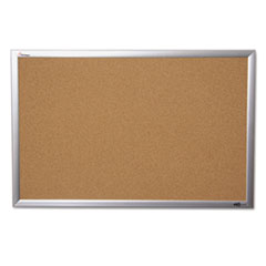 SKILCRAFT Cork Board, 24 x 36, Tan Surface, Anodized Aluminum Frame