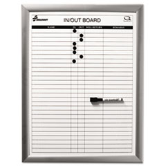 SKILCRAFT Magnetic In/Out Board, Up to 29 Employees, 18 x 24, White Surface, Anodized Aluminum Frame