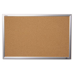 SKILCRAFT Cork Board, 24 x 18, Tan Surface, Silver Anodized Aluminum Frame