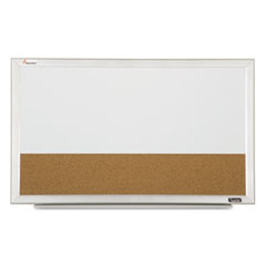 SKILCRAFT Cubicle Combination Boards, 22 x 32, Tan/White Surface, White Aluminum Frame