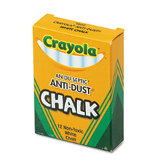 Crayola® CHALK ANTI-DUST 12-BX WHT Nontoxic Anti-Dust Chalk, White, 12 Sticks-box