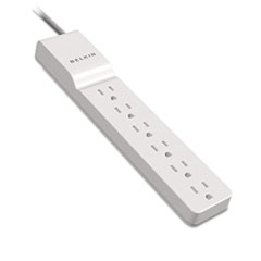 Belkin® SURGE 6 OUTLT 720 JOUL WH Home-office Surge Protector, 6 Outlets, 4 Ft Cord, 720 Joules, White