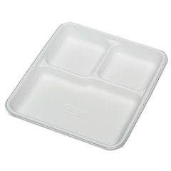 SKILCRAFT Rectangular Compartment Plates, 10 x 0.88 x 8, White, 500/Box