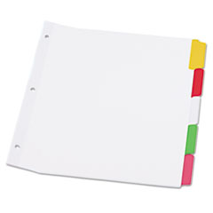 Universal® INDEX BINDER LTR 5TAB COL DELUXE WRITE-ON-ERASABLE TAB INDEX, 5-TAB, 11 X 8.5, WHITE, 1 SET