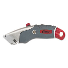 Clauss® KNIFE TI AUTO-RETRCT GY Titanium Auto-Retract Utility Knife, Gray-red, 2 3-10" Blade
