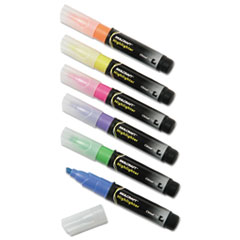 SKILCRAFT Large Fluorescent Highlighter, Assorted Ink Colors, Chisel Tip, Assorted Barrel Colors, 6/Set
