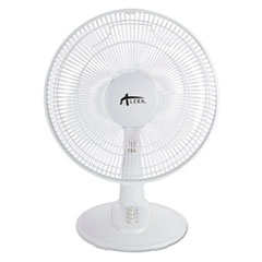 Alera® FAN 12" OSCILLATING WH 12" 3-Speed Oscillating Desk Fan, Plastic, White