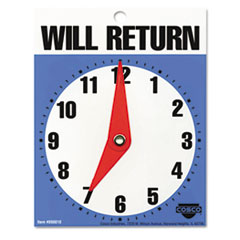 COSCO SIGN WILL RETURN CLOCK BE Will Return Later Sign, 5" X 6", Blue