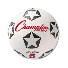 Champion Sports BALL SOCCERBALL SIZE5 AST Rubber Sports Ball, For Soccer, No. 5, White-black