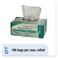 SKILCRAFT Heavy-Duty Shredder Bags, 20 gal Capacity, 100/BX
