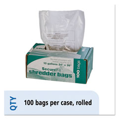 SKILCRAFT Medium-Duty Shredder Bags, 10 gal Capacity, 100/BX