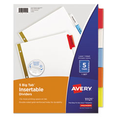 Avery® INDEX BNDR 11X8.5 5CLRD Insertable Big Tab Dividers, 5-Tab, Letter