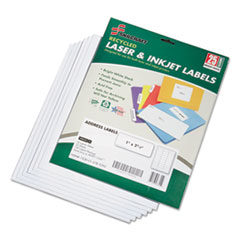 SKILCRAFT Recycled Laser and Inkjet Labels, Inkjet/Laser Printers, 1 x 2.63, White, 30/Sheet, 25 Sheets/Pack