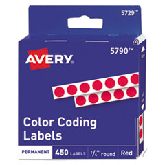 Avery® LABEL .25RND 450-PK RD HANDWRITE-ONLY SELF-ADHESIVE REMOVABLE ROUND COLOR-CODING LABELS IN DISPENSERS, 0.25" DIA., RED, 450-ROLL, (5790)