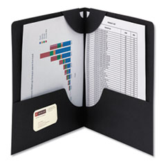 Lockit Two-Pocket Folder, Textured Paper, 100-Sheet Capacity, 11 X 8.5, Black, 25/box