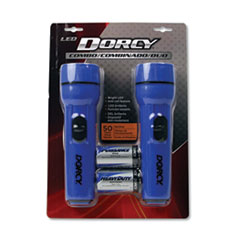 DORCY® FLASHLIGHT 1D 2-PK RD-BE LED FLASHLIGHT PACK, 1 D BATTERY (INCLUDED), BLUE, 2-PACK