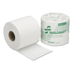 SKILCRAFT Toilet Tissue, Septic Safe, 1-Ply, White, 1,200 Sheets/Roll, 80 Rolls/Box