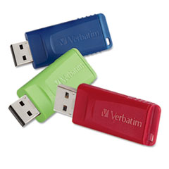 Verbatim® DRIVE 8GB FLASH 3-PK RD STORE 'N' GO USB FLASH DRIVE, 8 GB, ASSORTED COLORS, 3-PACK