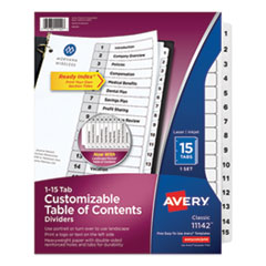 Customizable TOC Ready Index Black and White Dividers, 15-Tab, 1 to 15, 11 x 8.5, 1 Set