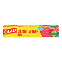 Glad® WRAP FOOD CLING 200FT YL Clingwrap Plastic Wrap, 200 Square Foot Roll, Clear