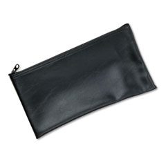 MMF Industries™ BAG ZIPPER BANK VINYL BK Leatherette Zippered Wallet, Leather-Like Vinyl, 11w X 6h, Black