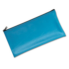MMF Industries™ BAG ZIPPER BANK VINYL BE Leatherette Zippered Wallet, Leather-Like Vinyl, 11w X 6h, Marine Blue