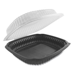 Anchor Packaging CONTAINER BLACK HINGED CULINARY LITES MICROWAVABLE CONTAINER, 39 OZ, 9 X 9 X 3.01, CLEAR-BLACK, 100-CARTON