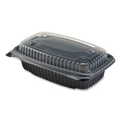 Anchor Packaging CONTAINER BLACK HINGED CULINARY LITES MICROWAVABLE CONTAINER, 34 OZ, 9.55 X 6.65 X 3.04, CLEAR-BLACK, 100-CARTON