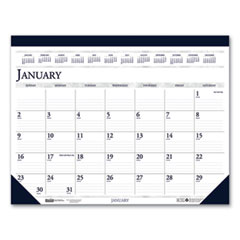 Recycled Two-Color Perforated Monthly Desk Pad Calendar, 22 x 17, Blue Binding/Corners, 12-Month (Jan-Dec): 2024