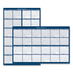 Reversible/Erasable 2 Year Wall Calendar, 24 x 37, Light Blue/Blue/White Sheets, 24-Month (Jan to Dec): 2024 to 2025