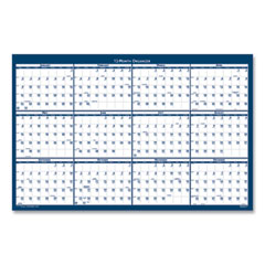 SKILCRAFT Two-Sided Dry Erase Wall Calendar, 24 x 37, White/Blue Sheets, 12-Month (Jan to Dec): 2024